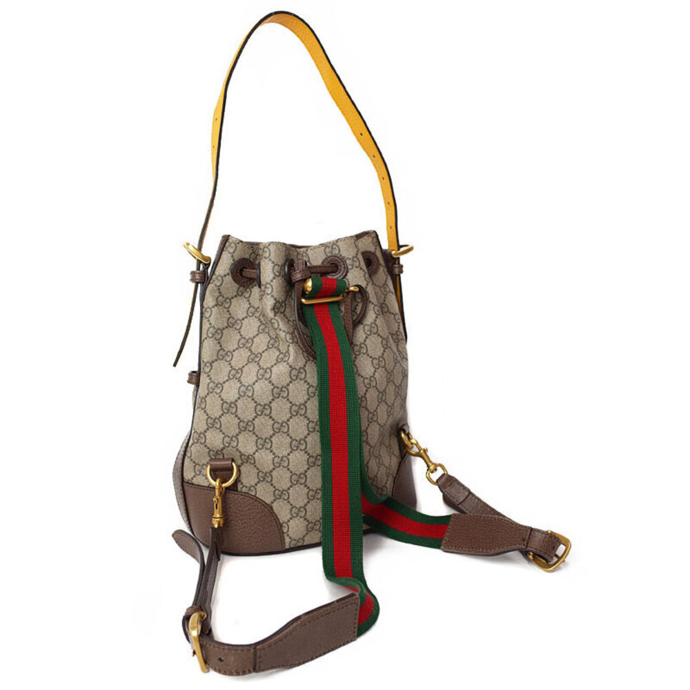 Gucci Backpack GG Neo Bucket canvas Supreme Drawstring beige Vintage